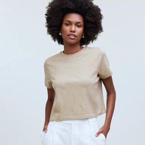 Madewell Softfade Cotton Boxy Crop Tee Beige Womens Extra Extra Small Minimalist